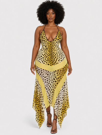 Wild Leopard Halter Dress