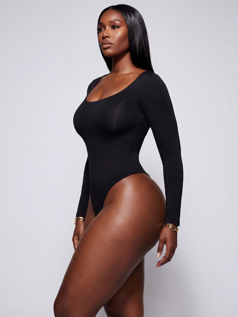 Modern Long Sleeve Thong Bodysuit