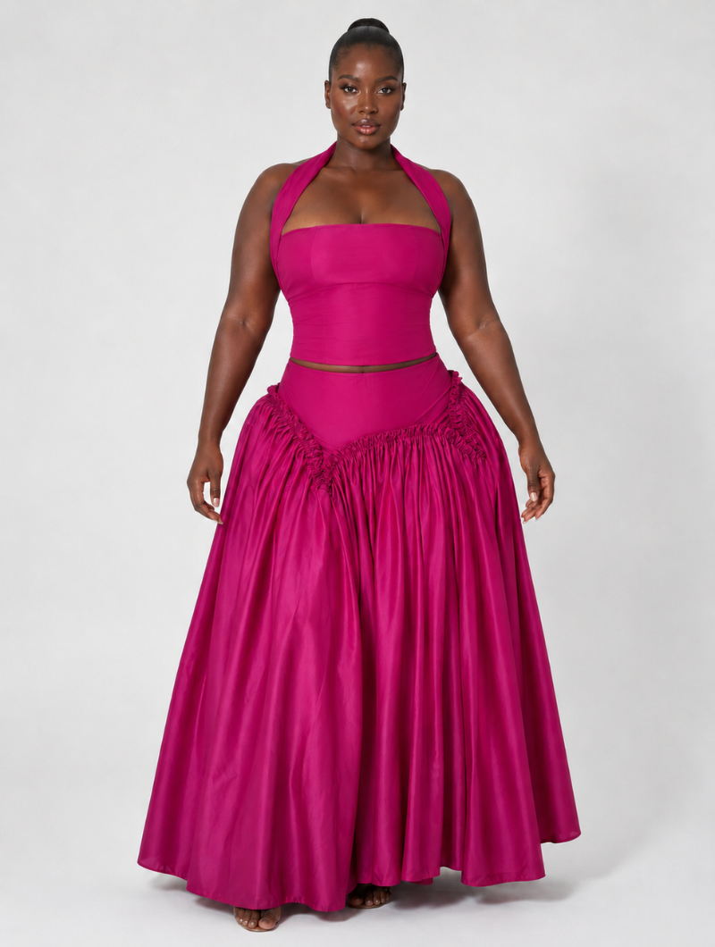 Fuchsia Halter Two-Piece Set