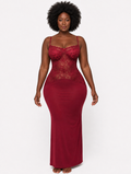 Burgundy Lace Bodice Maxi