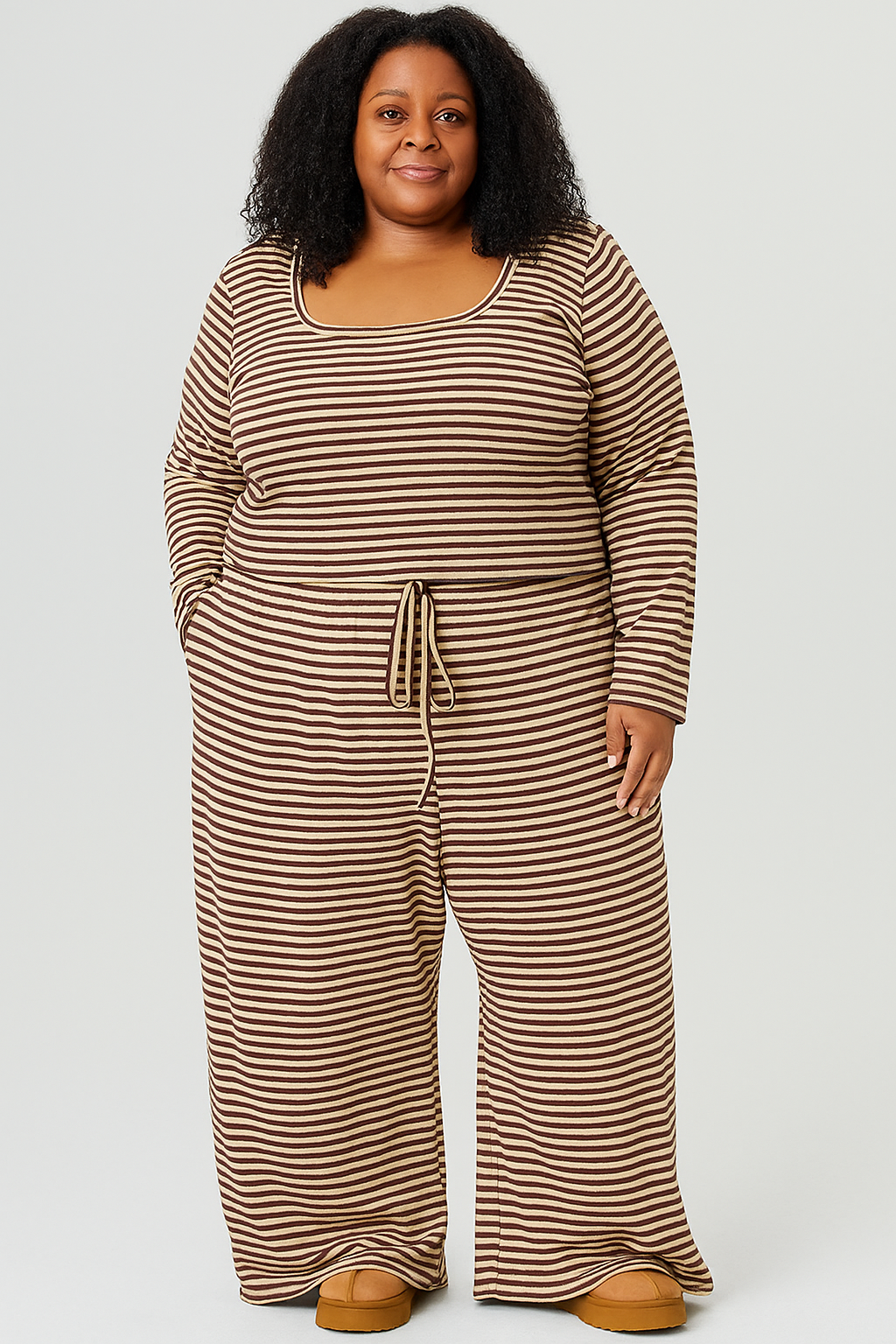 Slouchy Stripe Crop Top Set