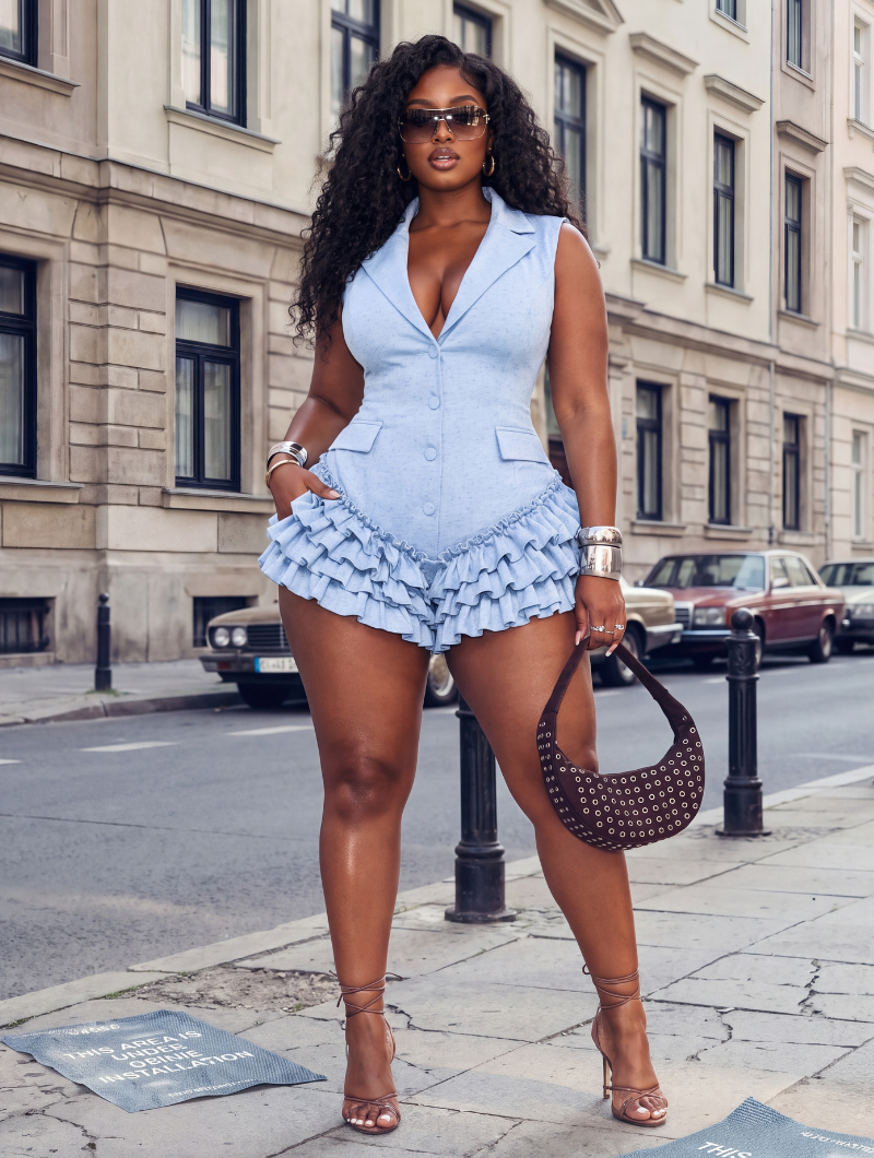 Corset Back Blazer Romper