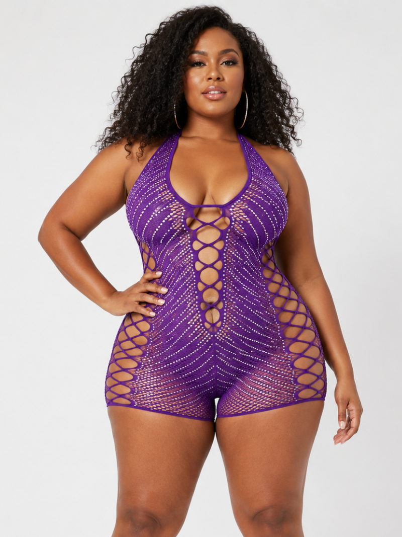 Starlight Rhinestone Mesh Romper
