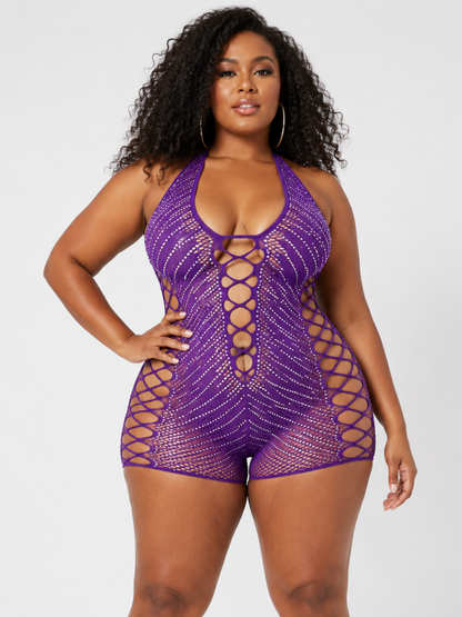 Starlight Rhinestone Mesh Romper