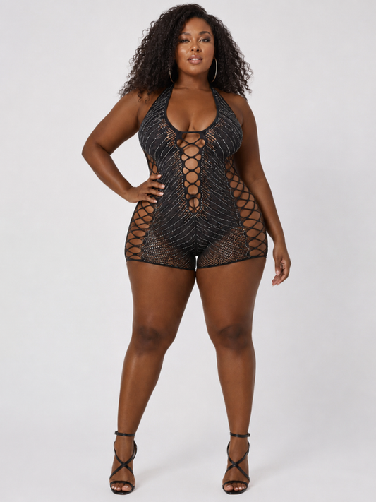 Starlight Rhinestone Mesh Romper