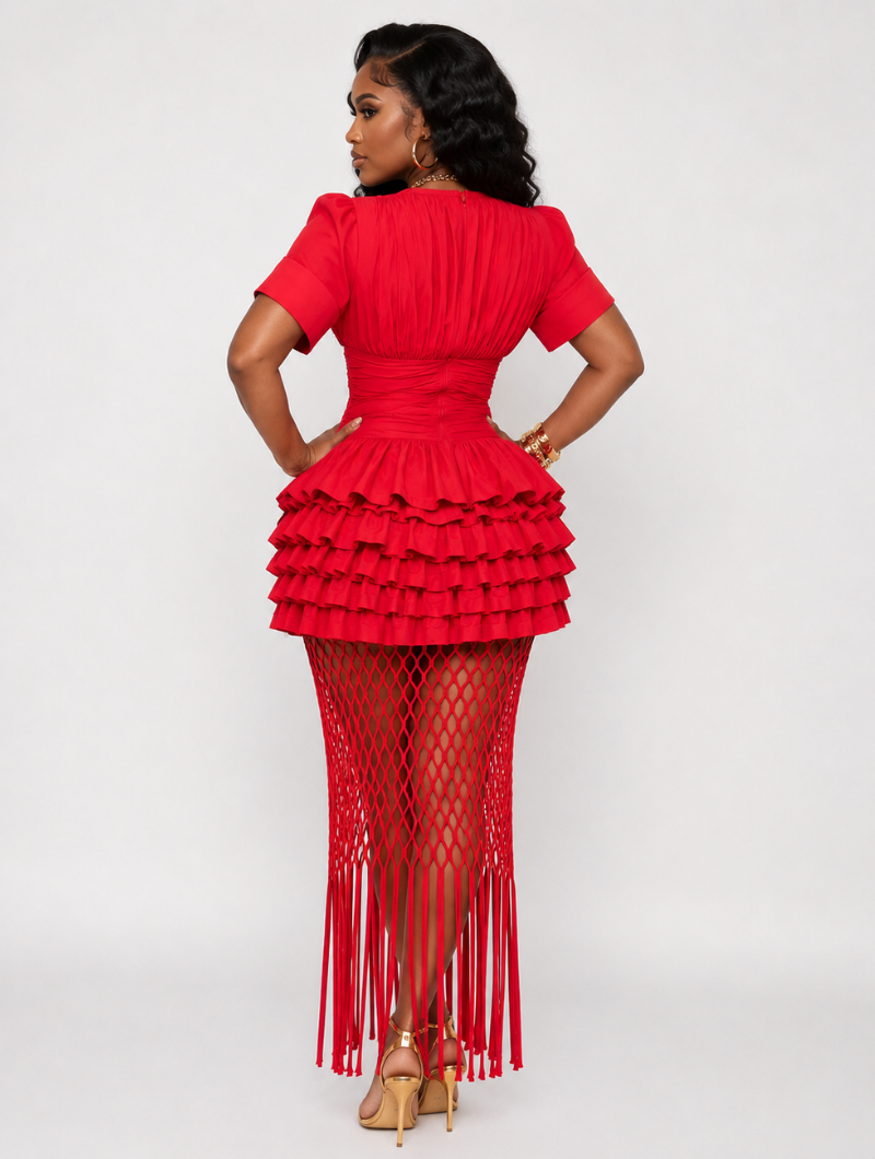 Crimson Tiered Grid Set