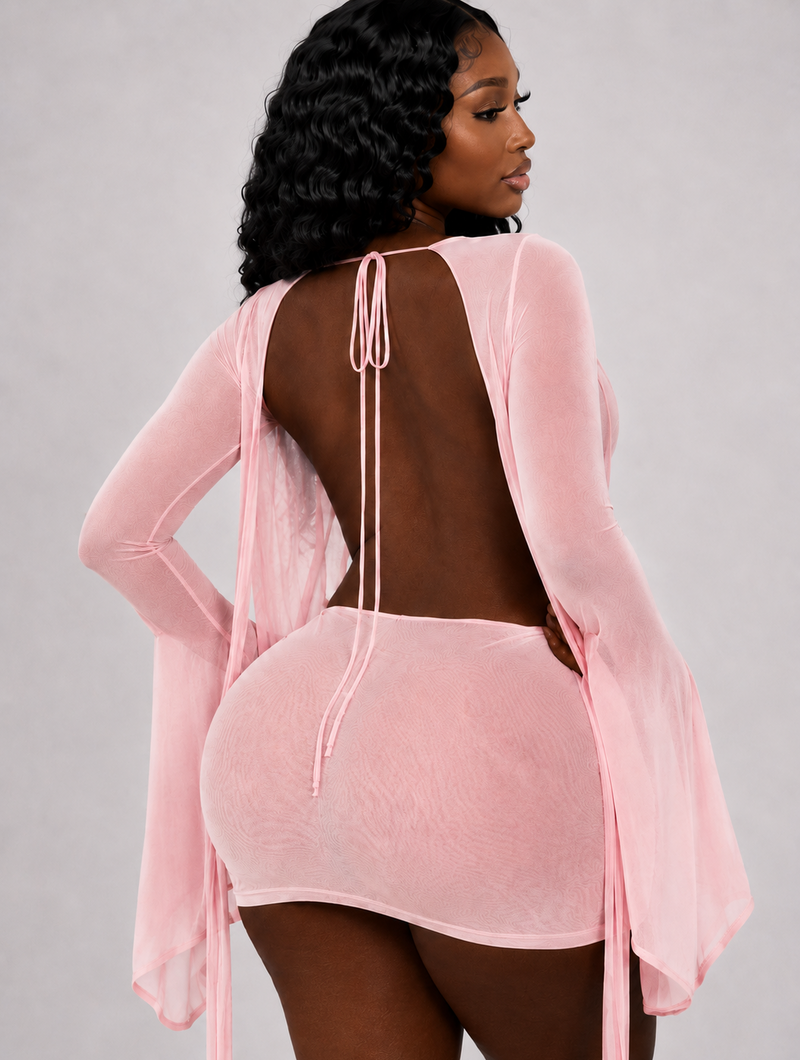 Ethereal Rose Plunge Dress