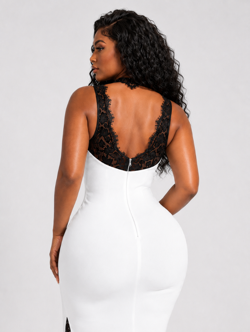 French Lace Contrast Gown