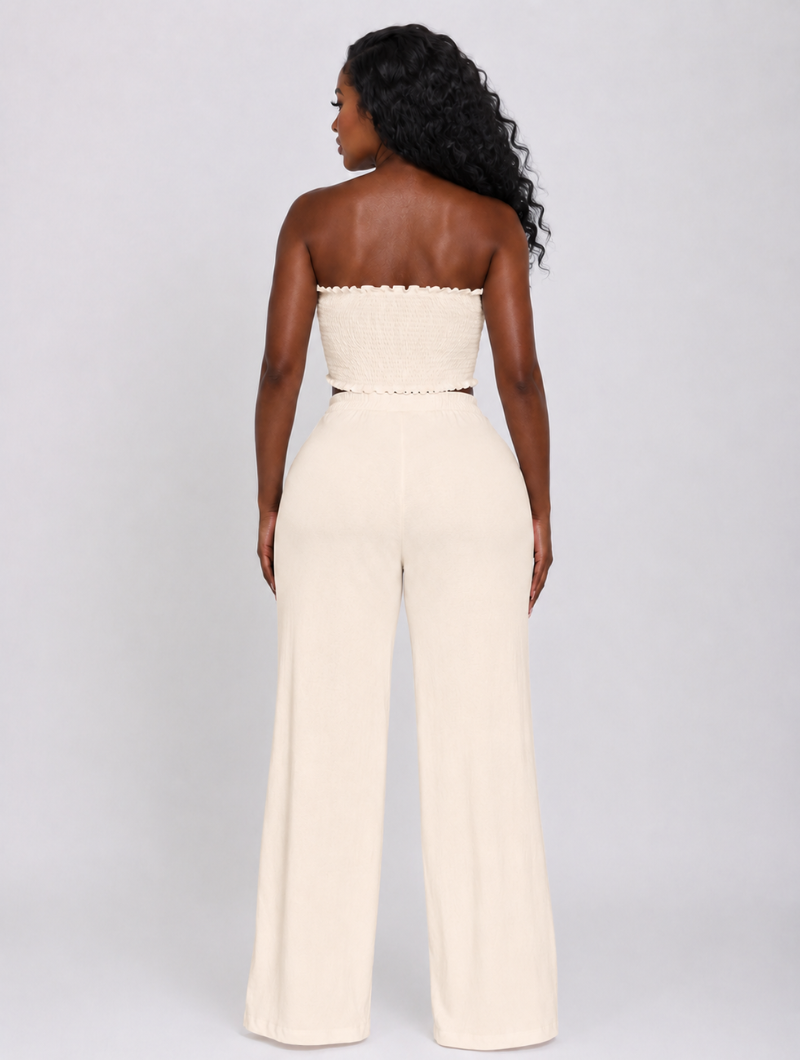 Smocked Tube Wide-Leg Set