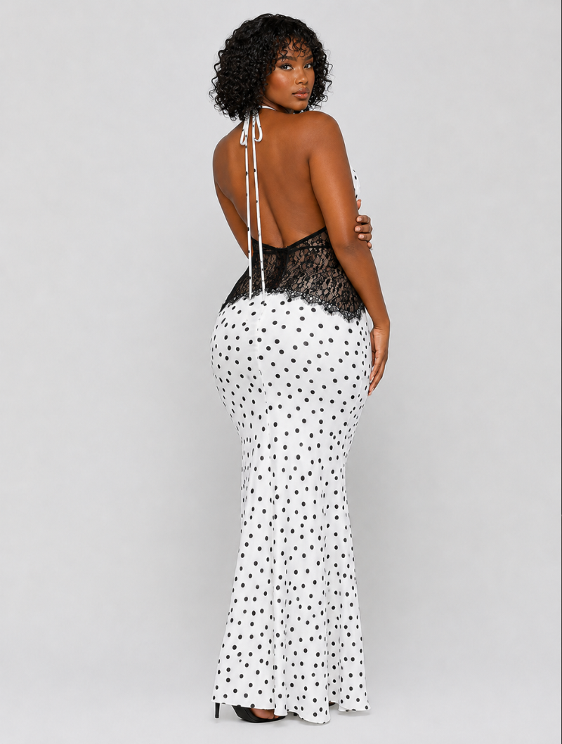 Polka Lace Halter Dress