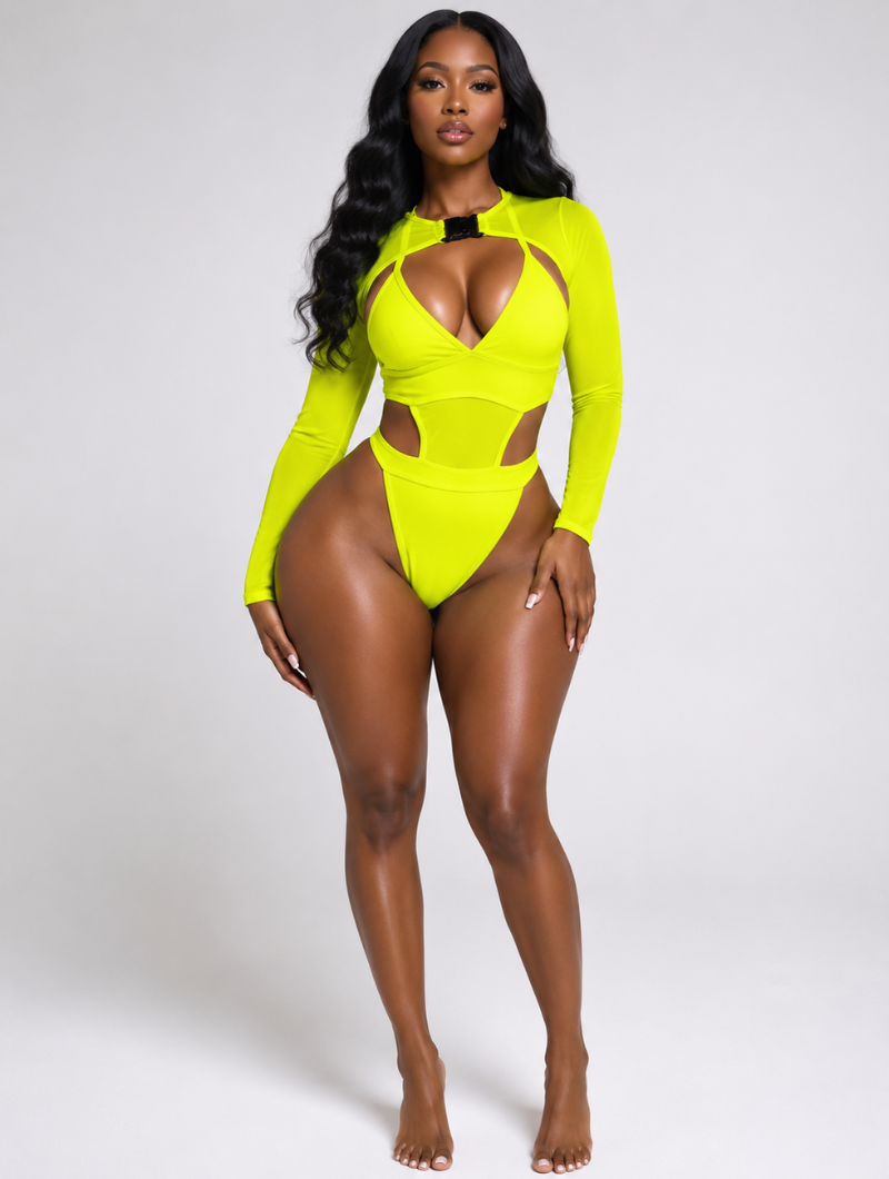 Cyber Buckle Mesh Bodysuit