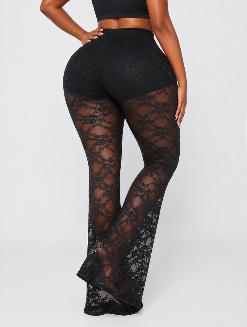 Sheer Noir Wide-Leg Pants