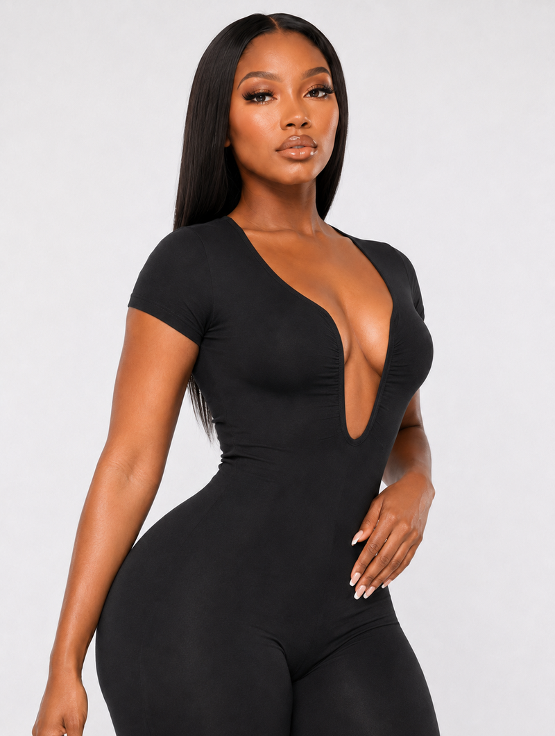 Deep U-Neck Capri Catsuit