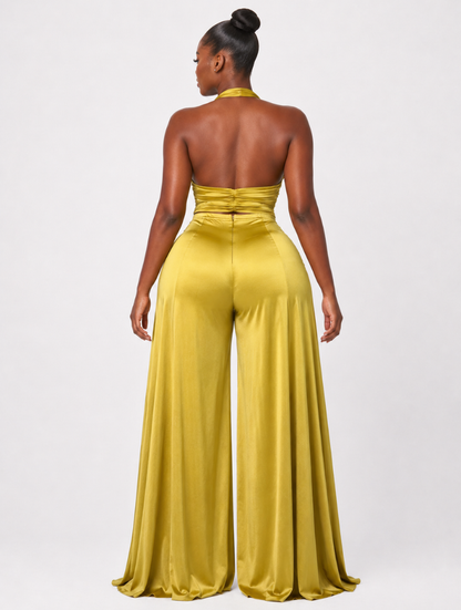Gold Satin Palazzo Set
