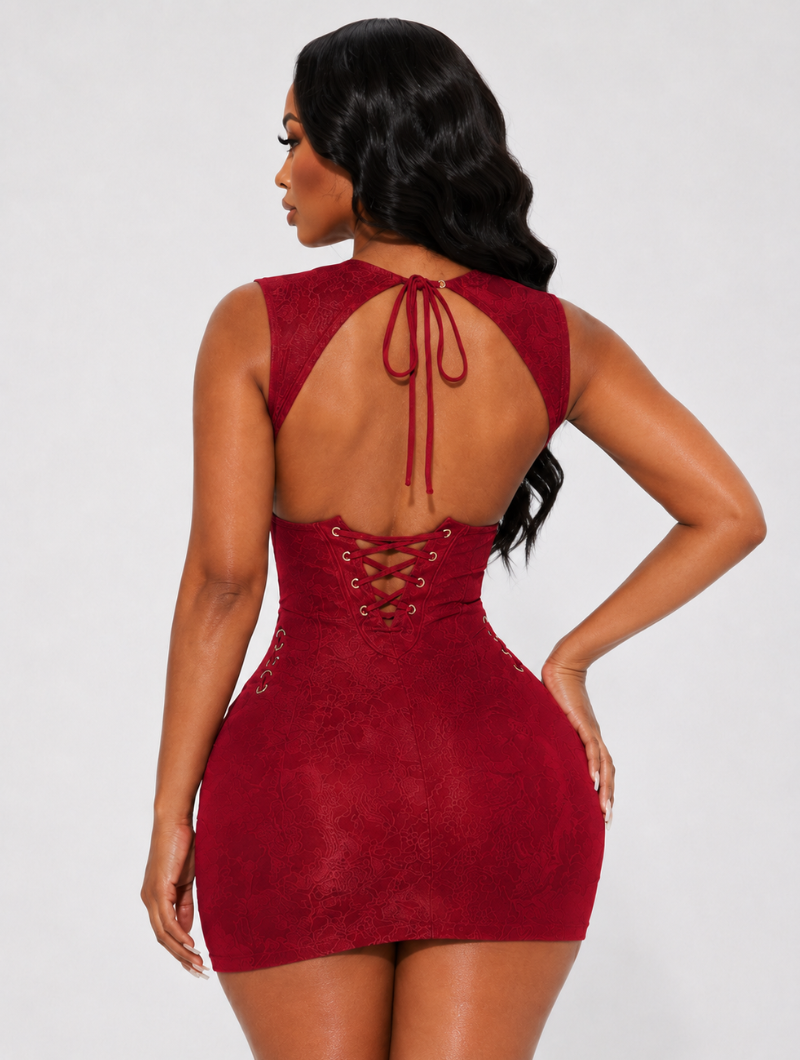 Lace-Up Eyelet Micro Mini