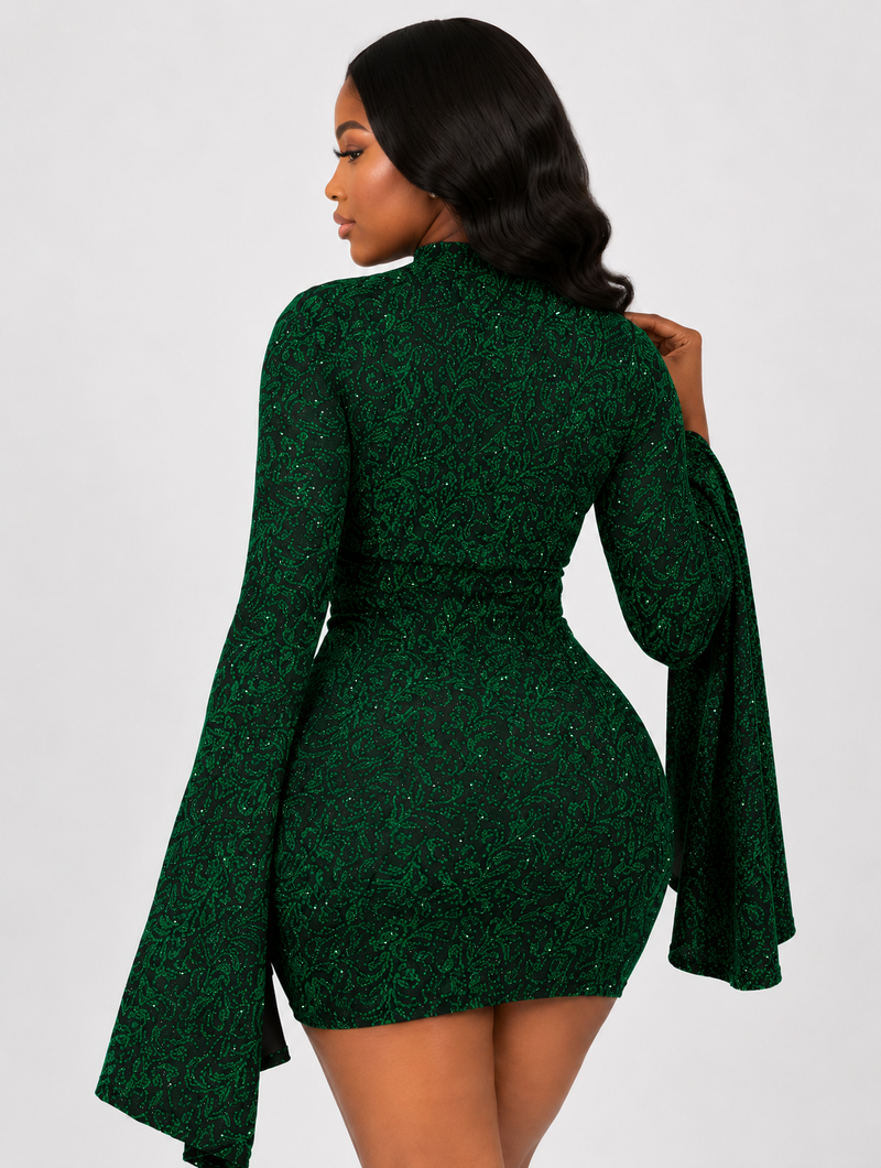 Emerald Scroll Flare Mini