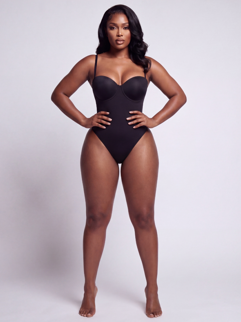 Back Lace-up Bodysuit Thong Seamless Shapewear