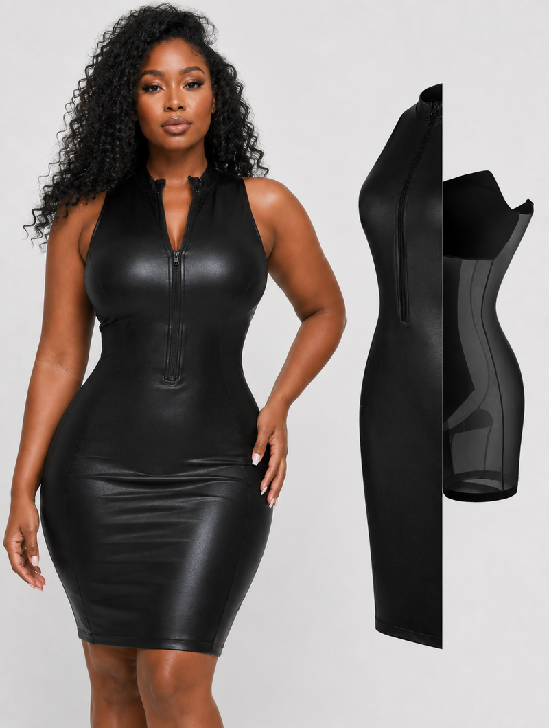 Faux Leather Shaper Dress