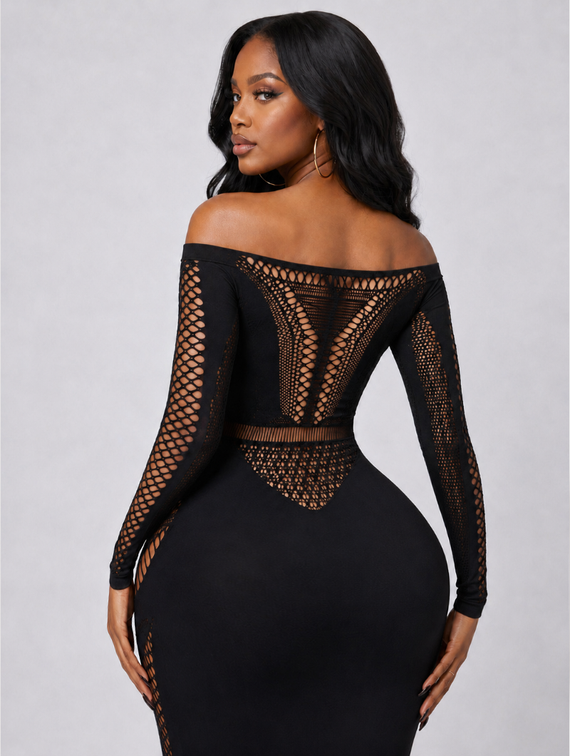 Geometric Hollow-Out Bodycon