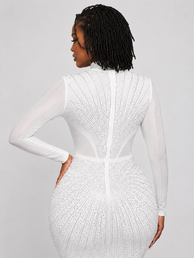 Crystal Mesh Long Dress