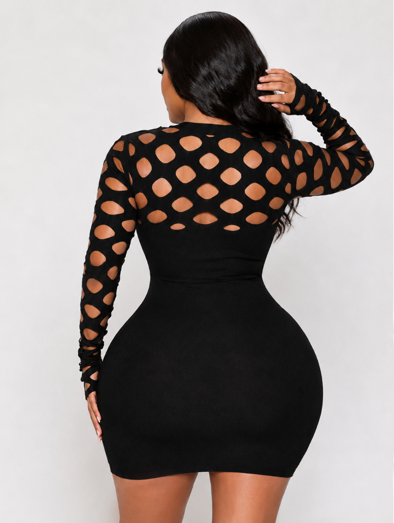 Lattice Edge Mini Dress