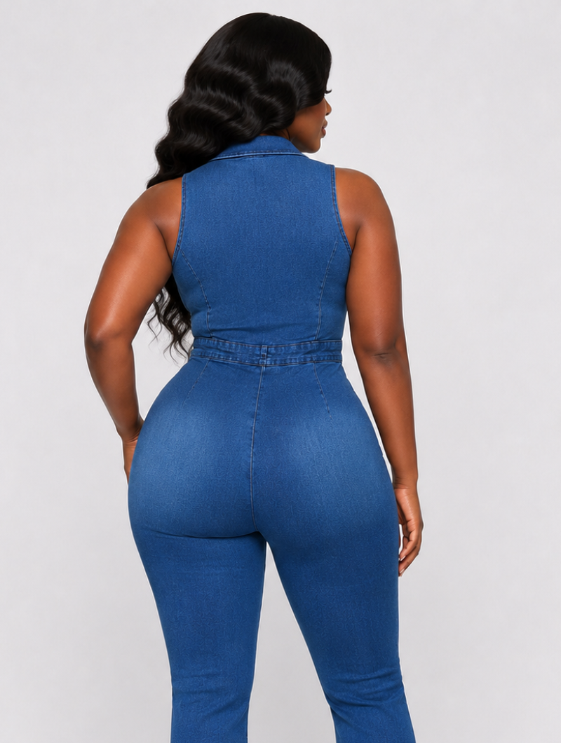 Snatched Zipper Denim Flare