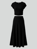 Two piece skirt elastic waist midi skirt
