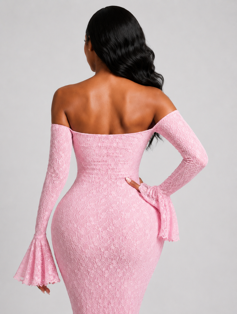 Pink Lace Mermaid Gown