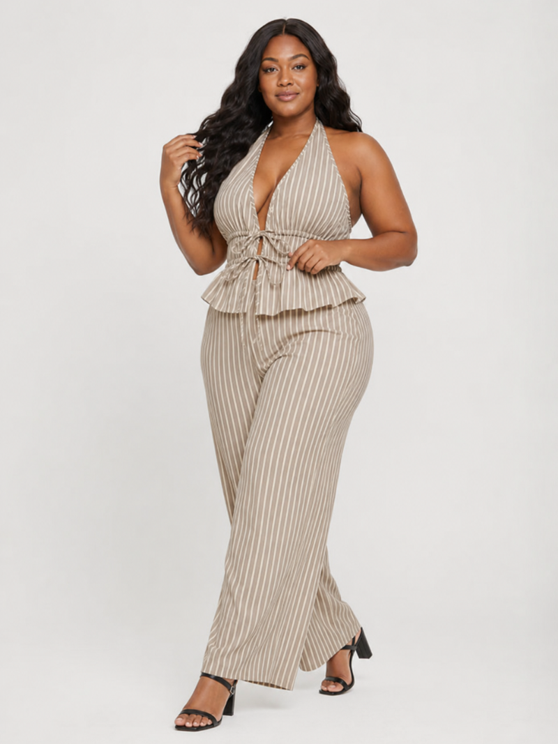 Riviera Pinstripe Halter Set