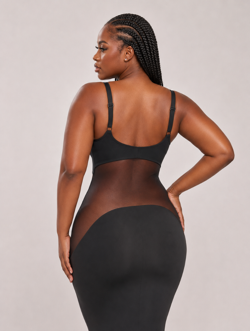 Mesh Waist Cutout Maxi