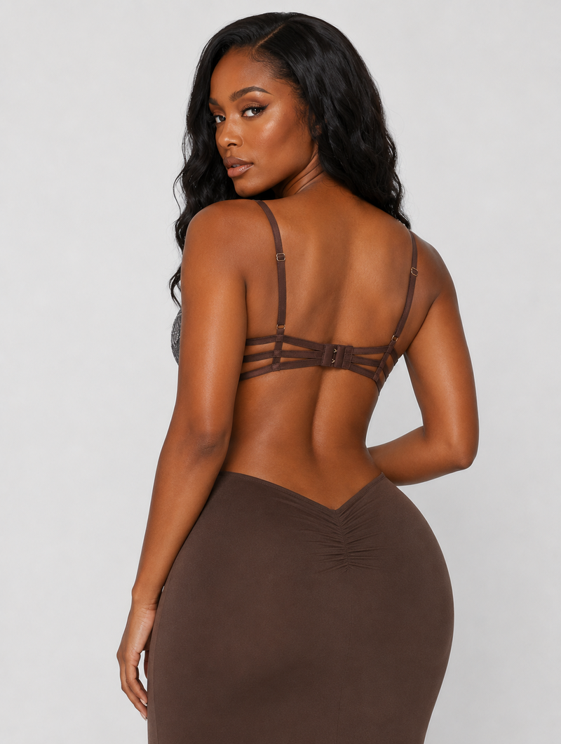 Lace Bustier Ruched Maxi