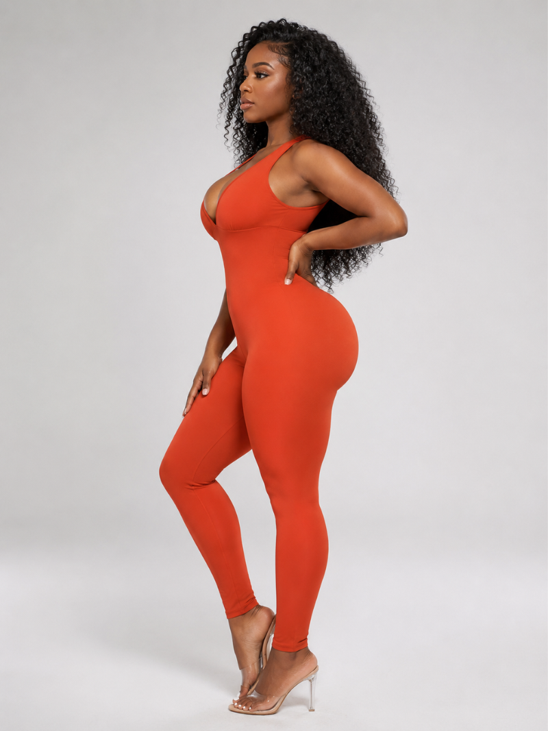 Snatched V-Neck Unitard