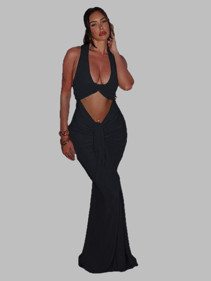 Cut-Out Sage Maxi Dress