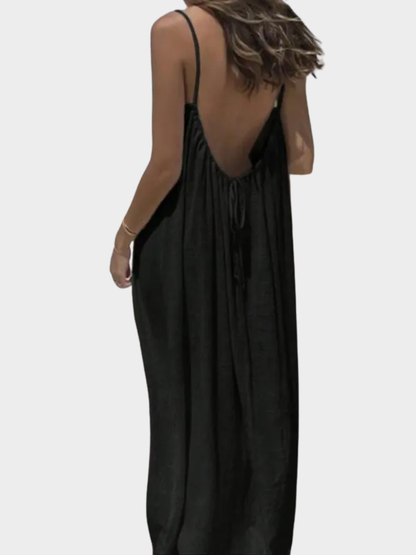 Solid Color Backless Cami Dress