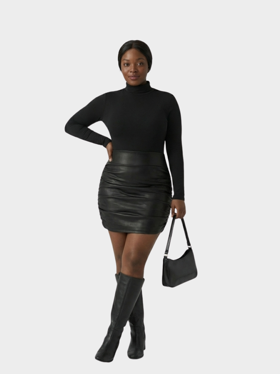 High-Waist Sculpting PU Party Skirt