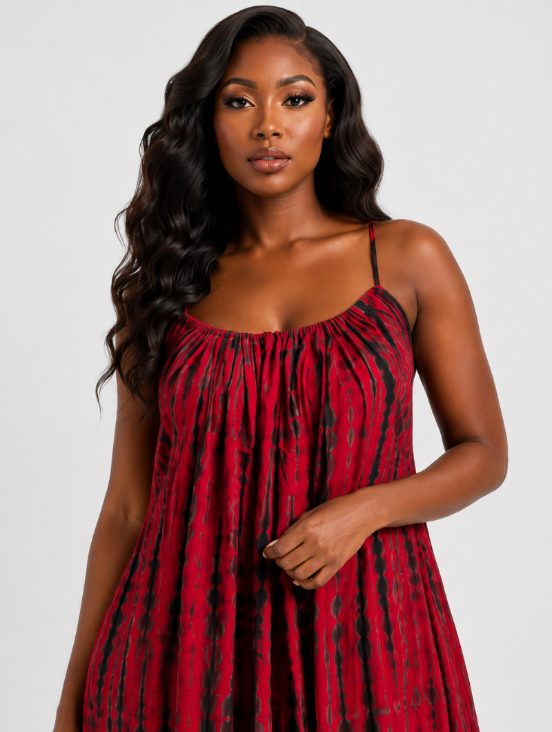 Crimson Boho Tie-Dye Maxi