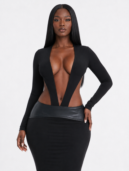 Plunge Backless Maxi Dress