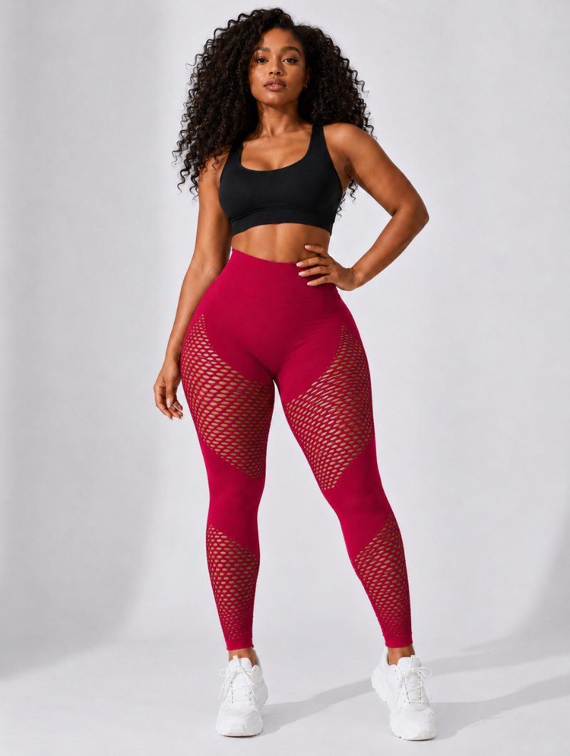 Peach Sculpt Mesh Leggings