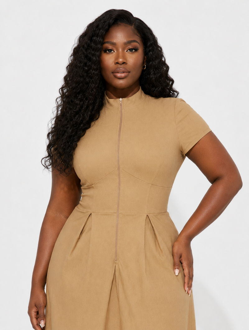 Zip Front Maxi Dress