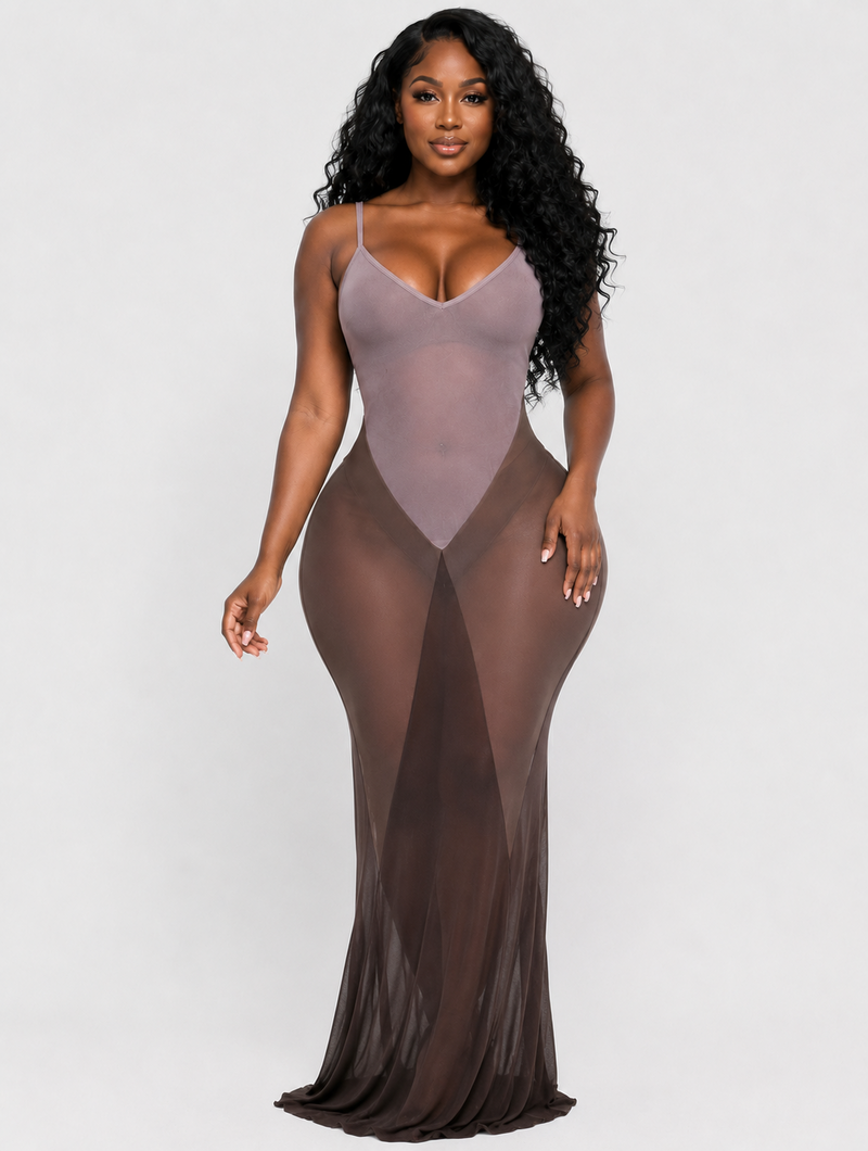 Mesh Bodysuit Maxi Set