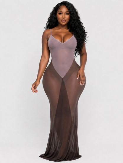 Mesh Bodysuit Maxi Set