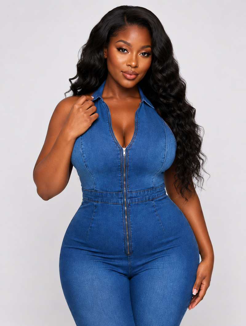 Snatched Zipper Denim Flare
