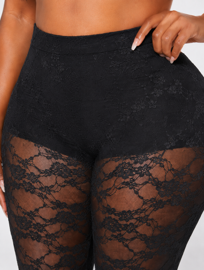 Sheer Noir Wide-Leg Pants