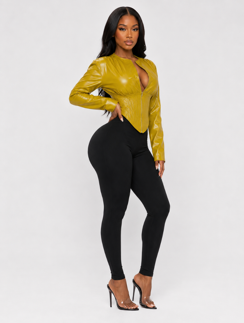 Hourglass Zipper Leather Top