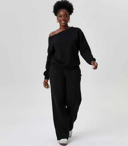 Off-Shoulder Casual Sweatshirt