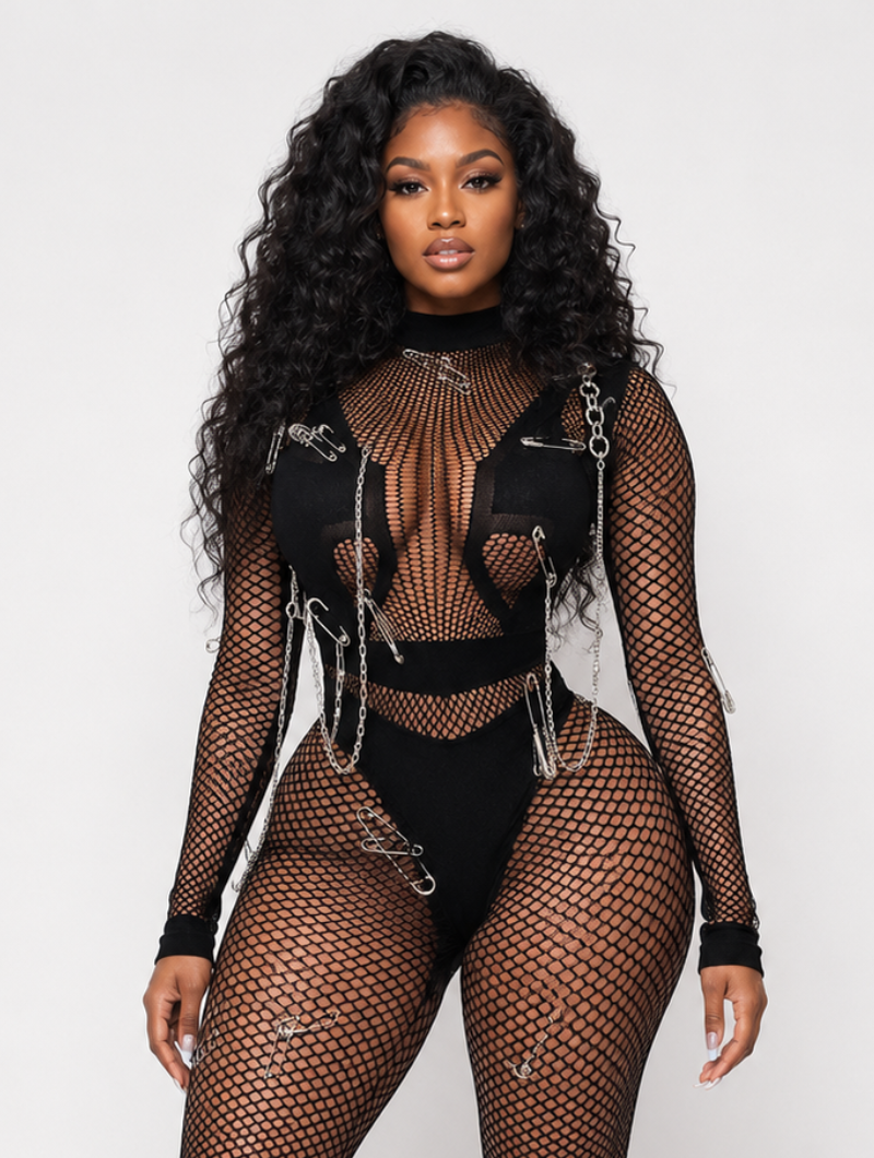 Chain-Linked Mesh Catsuit