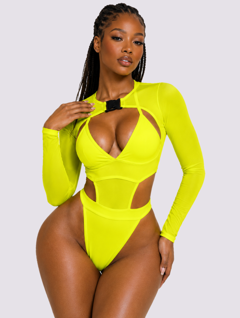 Cyber Buckle Mesh Bodysuit