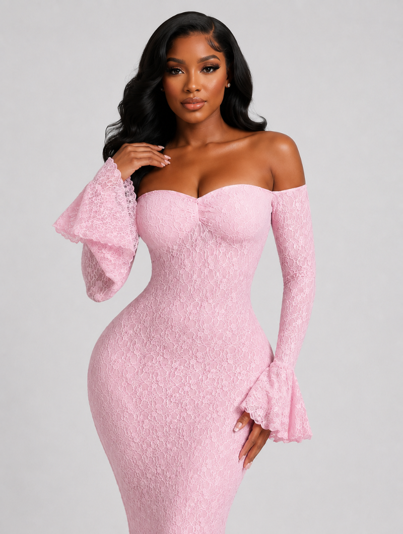 Pink Lace Mermaid Gown