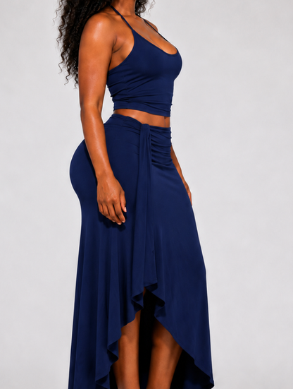 Asymmetric Ruffle Maxi Set