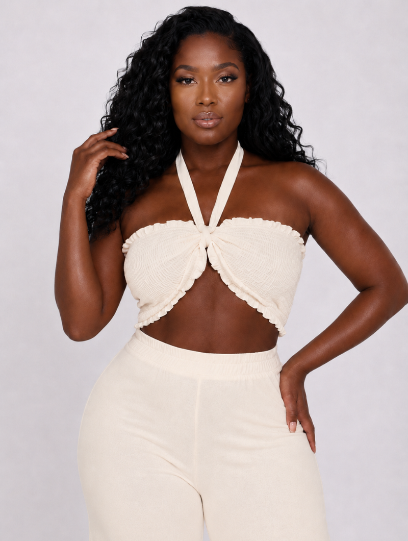 Smocked Tube Wide-Leg Set